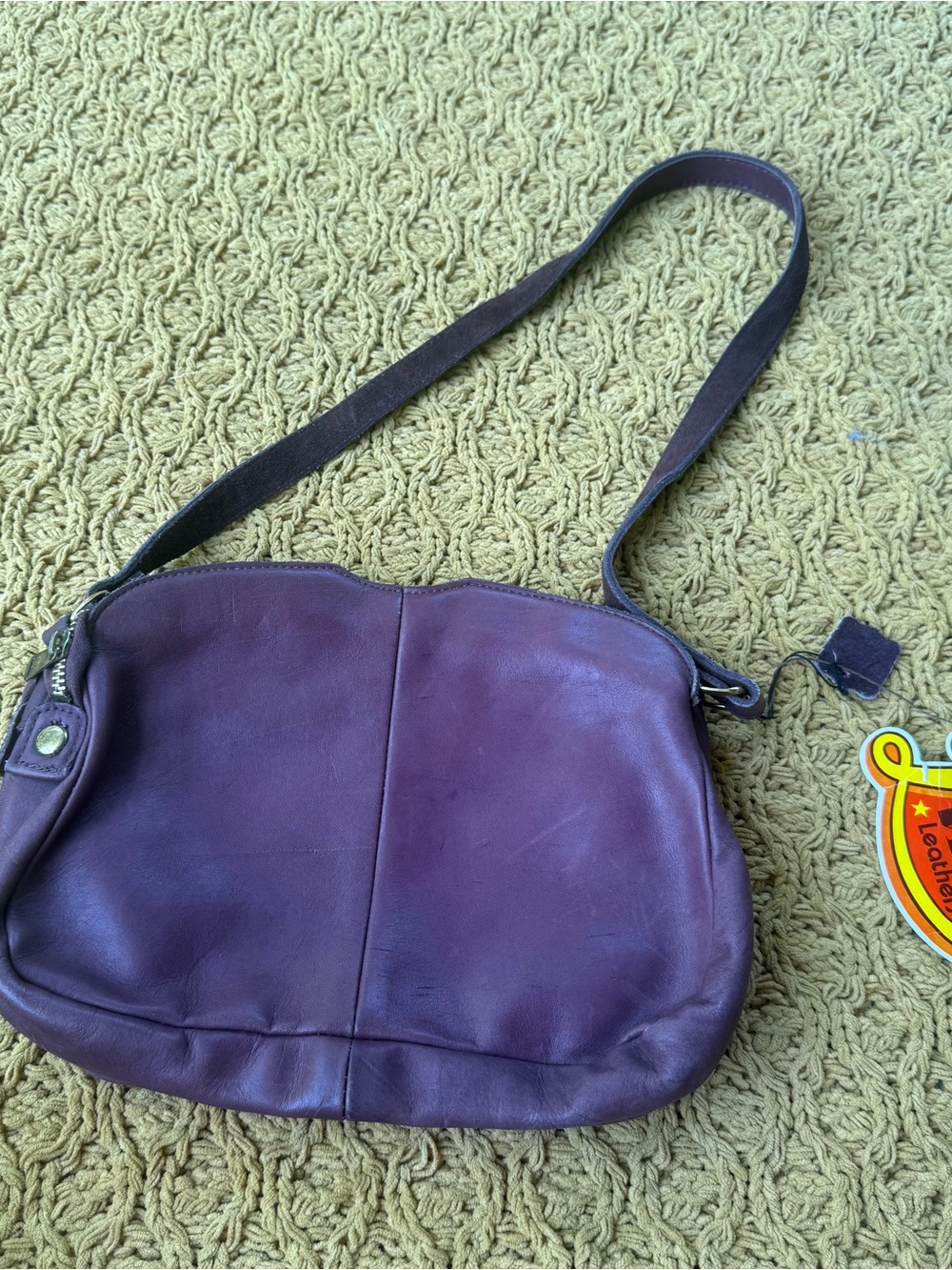 Viva of California New Vintage‎ 80s Purple Leather Crossbody Purse Bag Festival